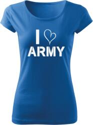 DRAGOWA női rövid ujjú trikó i love army, kék 150g/m2