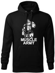 DRAGOWA kapucnis férfi pulóver muscle army man, fekete 320g / m2