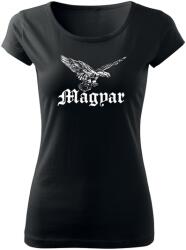 DRAGOWA női rövid ujjú trikó Magyar turul, fekete 150g/m2