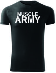 DRAGOWA fitness póló muscle army, fekete 180g/m2