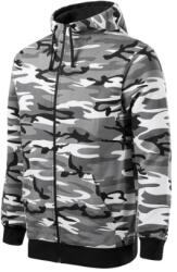 MALFINI Camo Zipper terepmintás pulóver kapucnival, camouflage grey, 300 g/m2