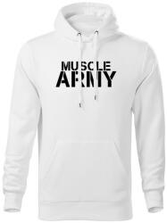 DRAGOWA kapucnis férfi pulóver muscle army, fehér 320g / m2