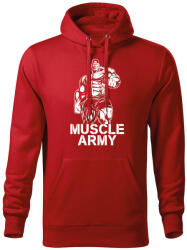 DRAGOWA kapucnis férfi pulóver muscle army man, piros 320g / m2