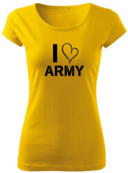 DRAGOWA női póló I love army, sárga 150g/m2
