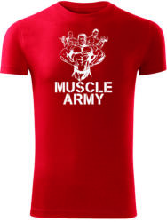 DRAGOWA fitness póló muscle army team, piros 180g/m2