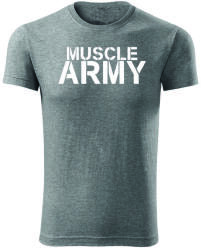 DRAGOWA fitness póló muscle army, szürke 180g/m2