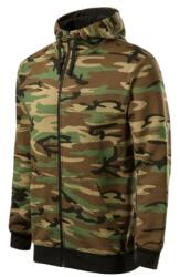 MALFINI Camo Zipper terepmintás pulóver kapucnival, camouflage brown, 300 g/m2