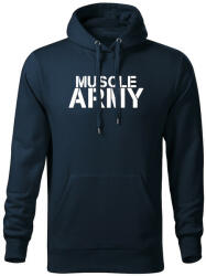 DRAGOWA kapucnis férfi pulóver muscle army, sötétkék 320g / m2
