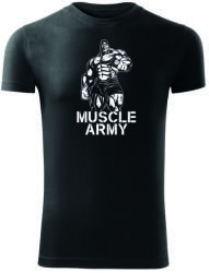 DRAGOWA fitness póló muscle army man, fekete 180g/m2