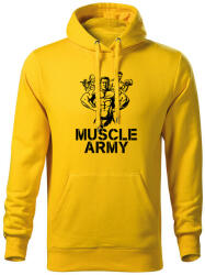 DRAGOWA kapucnis férfi pulóver muscle army team, sárga 320g / m2