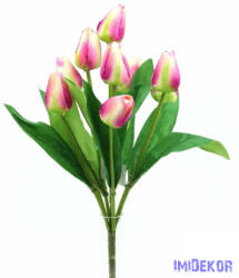 Bimbós tulipán 9 fejes selyem csokor 43cm - Átmenetes Pink