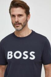 Boss Green pamut póló férfi, nyomott mintás - sötétkék L