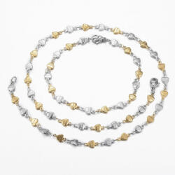 Maria King Rozsdamentes acél szív motívumos női nyaklánc és karkötő szett, 45 cm és 20 cm (BE-0016)