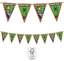  Minecraft Green zászlófüzér FSC 2, 3 m (PNN95661)