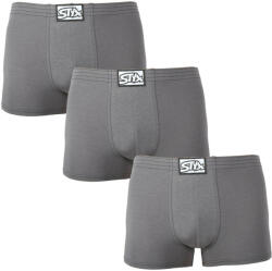 Styx 3PACK férfi boxeralsó Styx klasszikus gumipánt sötét szürke (3Q1063) S