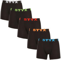 Styx 5PACK Fekete long férfi boxeralsó Styx sport gumi (5U9602) S