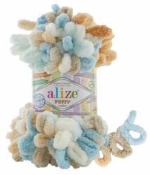 alize Puffy Color 6530 - barna, fehér, kék (kötés kézzel, tű) (301)