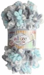 alize Puffy Fine Color 5939 - menta, szürke, fehér (kötés) (097)