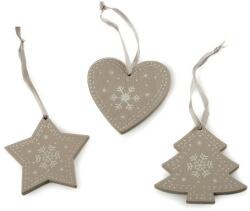  Fa karácsonyi dekoráció - szürke - 3 drb (7037)