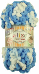 alize Puffy Fine Color 6371 - kék, fehér (kötés kézzel, tű) (7288)