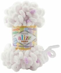 alize Puffy Color 6470 - fehér, lila foltos (kötés kézzel, tű) (94900)