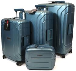 Touareg MATRIX csatos négykerekű metálzöld, 3db-os bőrönd + kozmetikai táska szett BD28-metálzöld 4db-os szett - taskaweb