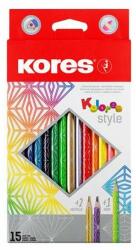 Kores Színes ceruza készlet Kores háromszögletű, Kolores Style 15 különböző szín
