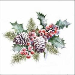 Ambiente Szalvéta Ambiente karácsonyi 25x25cm, 20db/csomag 3rétegű Holly and Berries