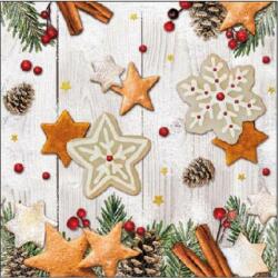 Ambiente Szalvéta Ambiente karácsonyi 25x25cm 3rétegű, 20db/csomag Cookies Stars