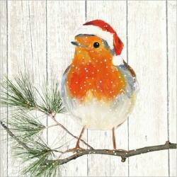 PPD Szalvéta karácsonyi 33x33cm Robin on Xmas Tree 20db-os