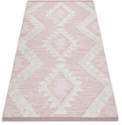 My carpet company kft Fonott Sizal szőnyeg boho MOROC gyémánt 22312 rojt - két szintű gyapjú rózsaszín / krém, újrahasznosított szőnyeg 117x170 cm (D606)