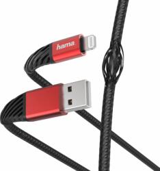 Hama Extreme USB-A apa - Lightning apa 2.0 Adat és töltőkábel - Fekete/Piros (1.5m) (201538)
