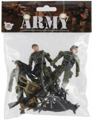 Teddies Set Plusuri soldati cu un caine cu accesorii 12 bucati plastic intr-o punga 17x20x3cm (00850988)