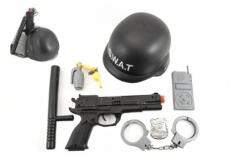 Teddies Set casca SWAT + pistol volant cu accesorii din plastic in plasa (00311603)