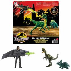 Mattel Jurassic World Ian Malcolm cu dinozauri și accesorii (HLN18) Figurina