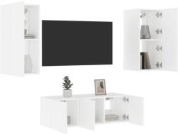 vidaXL 4 darab fehér szerelt fa fali TV-bútor LED-del (3216804) - vidaxl