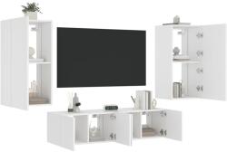 vidaXL 4 darab fehér szerelt fa fali TV-bútor LED-del (3216846)
