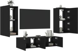 vidaXL 4 darab fekete szerelt fa fali TV-bútor LED-del (3216847) - vidaxl