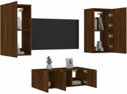 vidaXL 4 darab barna tölgyszínű szerelt fa TV-bútor LED-del (3216824)