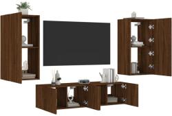 vidaXL 4 darab barna tölgyszínű szerelt fa TV-bútor LED-del (3216852) - vidaxl