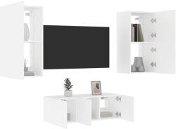 vidaXL 4 darab fehér szerelt fa fali TV-bútor LED-del (3216818)