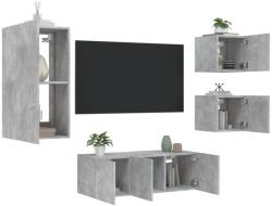vidaXL 5 darab betonszürke szerelt fa fali TV-bútor LED-del (3216828) - vidaxl