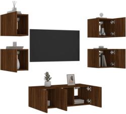 vidaXL 6 darab barna tölgyszínű szerelt fa TV-bútor LED-del (3216817) - vidaxl