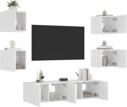 vidaXL 6 darab fehér szerelt fa fali TV-bútor LED-del (3216853)
