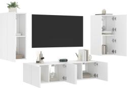 vidaXL 4 darab fehér szerelt fa fali TV-bútor LED-del (3216839) - vidaxl