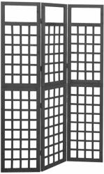vidaXL 3 paneles fekete tömör fenyő térelválasztó/lugasrács 121x180 cm 316482
