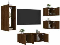vidaXL 5 darab barna tölgyszínű szerelt fa TV-bútor LED-del (3216831)