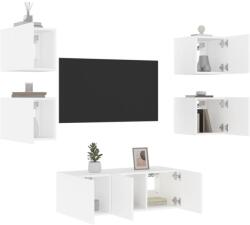 vidaXL 6 darab fehér szerelt fa fali TV-bútor LED-del (3216811)