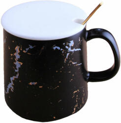 Pufo Mistery csésze kerámia fedéllel és teáskanál kávéhoz vagy te (Pufo2845negru)