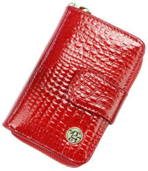 Gregorio croco mintás, piros női bőr pénztárca 13 × 9 cm (G-GL-115-RED)